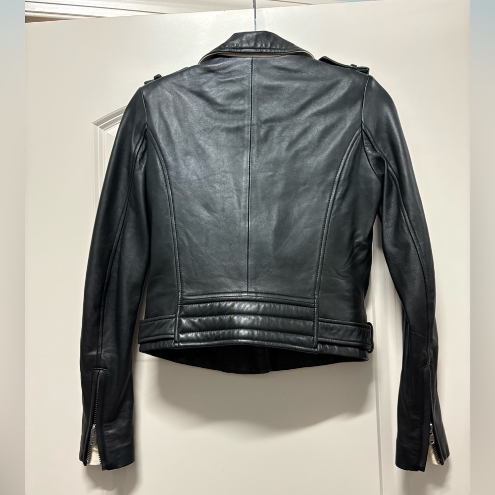 IRO Black Leather Biker Jacket Dylan Size 36 Lambskin Cropped Moto US 4 XS/S - Picture 7 of 12